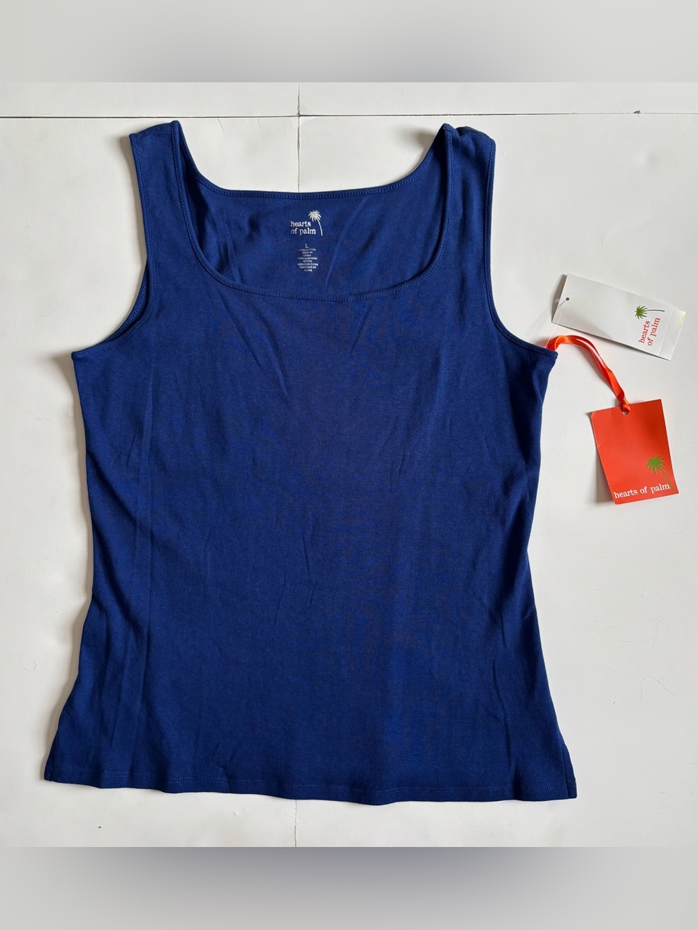 hearts of palm Royal Blue Scoop Neck Tank Top 100% Cotton